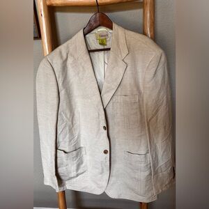 Cubavera Linen Blend Blazer Sport Coat Mens XXL 46 Beige Tan 2 Button Pockets